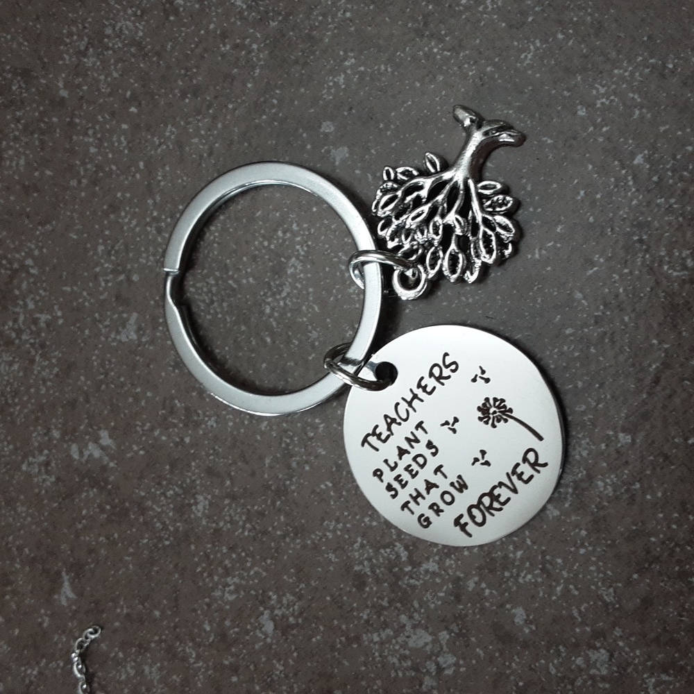 Teachers Keychain silver tone
